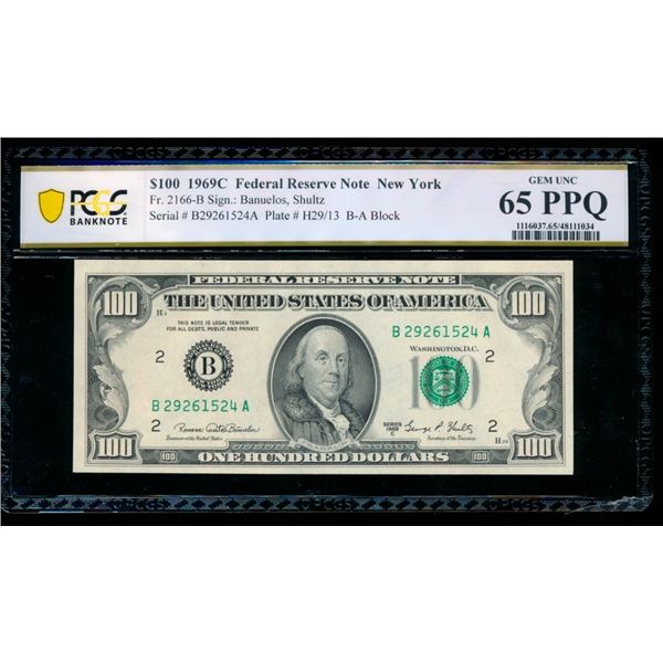 1969C $100 New York FRN PCGS 65PPQ