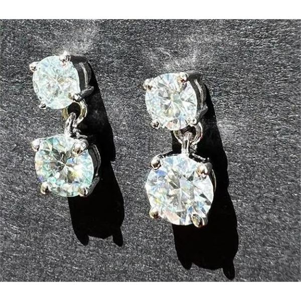 Sparkling 3.25cttw White E-F Fire Moissanite Drop Earrings