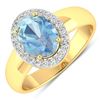 Image 2 : 14KT Yellow Gold 1.28ct Aquamarine and Diamond Ring