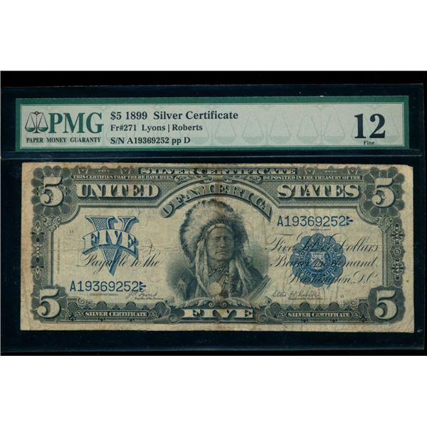 1899 $5 Chief Silver Certificate PMG 12