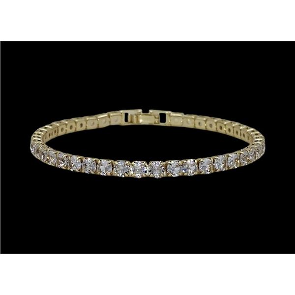 14 Kt Yellow Gold Plated Lab Simulated Diamond Tennis Bracelet