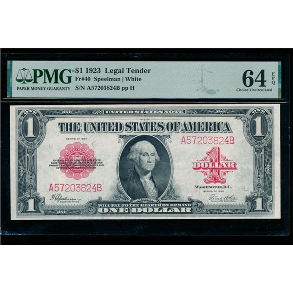 1923 $1 Legal Tender Note PMG 64EPQ