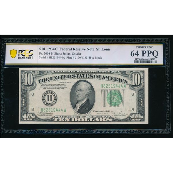 1934C $10 St Louis FRN PCGS 64PPQ
