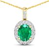 Image 1 : 14KT Yellow Gold 2.15ctw Zambian Emerald and Diamond Pendant