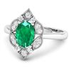 Image 2 : 14KT White Gold 1ctw Zambian Emerald and Diamond Ring