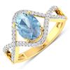 14KT Yellow Gold 0.96ctw Aquamarine and Diamond Ring