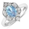 14KT White Gold 0.96ctw Aquamarine and Diamond Ring