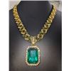 Image 2 : 14 Kt Yellow Gold Plate Simulated Emerald Pendant Necklace