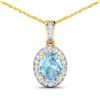 Image 1 : 14KT Yellow Gold 0.96ct Aquamarine and Diamond Pendant with Chain