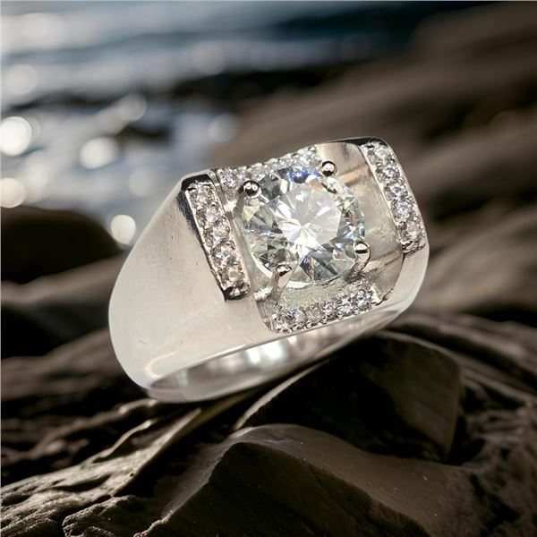 Men's 3.75 Ct White VVs1 F-G Fire Moissanite Ring