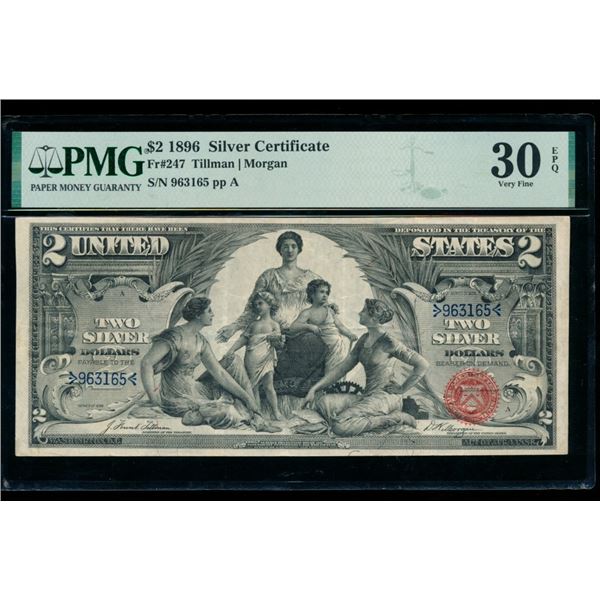 1896 $2 Educational Silver Certificate PMG 30EPQ