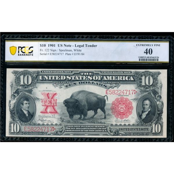 1901 $10 Bison Legal Tender Note PCGS 40