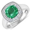 Image 1 : 14KT White Gold 2.07ct Zambian Emerald and Diamond Ring