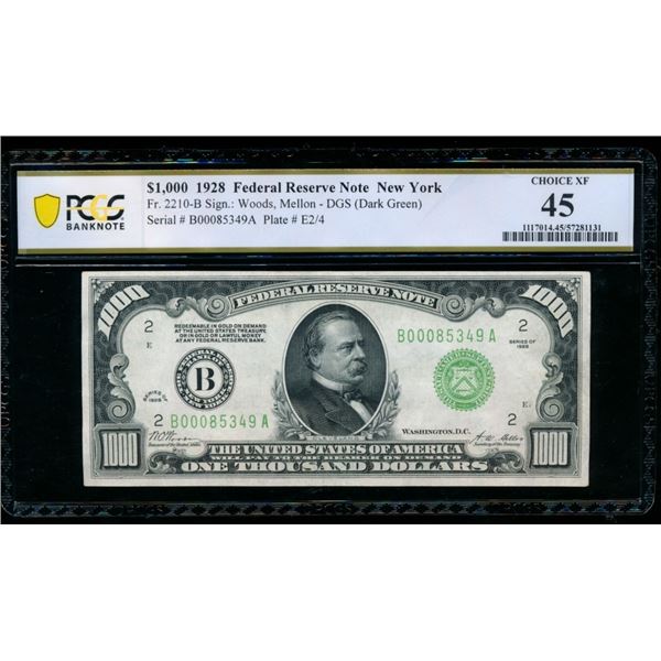 1928 $1000 New York FRN PCGS 45