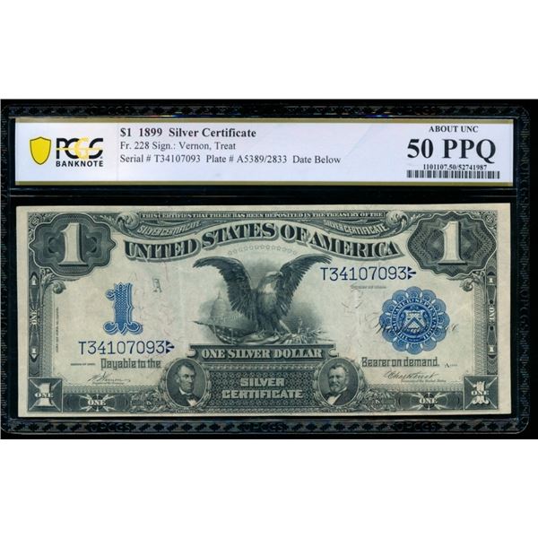 1899 $1 Black Eagle Silver Certificate PCGS 50PPQ