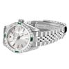 Image 4 : Rolex Ladies Stainless Steel Emerald And Diamond Bezel Date Watch