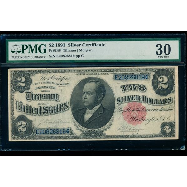 1891 $2 Silver Certificate PMG 30