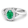Image 2 : 14KT White Gold 0.56ctw Zambian Emerald and Diamond Ring