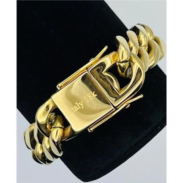 Huge 111.5 Gram 18 Kt Gold Plated Italian Link Bracelet
