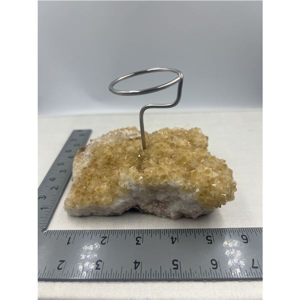 5.6 X 4 INCH  CITRINE  ( HEATED AMETHYST )  CLUSTER DECORATION HOLDER ( HEATED AMETHYST )
