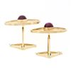 Image 4 : Vintage Men's 14K Yellow Gold Star Ruby Florentine Finish Large Oval Cufflinks
