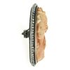 Image 7 : Antique Silver GIA DETAILED Carved Coral Cameo Seed Pearl Halo Frame Pin Brooch