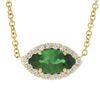 Image 2 : NEW 18k Gold .78 ctw GIA Marquise Emerald Solitaire Diamond Halo Pendant Necklac