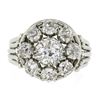 Image 5 : Antique French 18K Gold 2.12 ctw GIA European Diamond Halo Flower Cocktail Ring