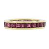 Image 3 : 18k Yellow Gold Channel GIA Square Step Burma Ruby Wide Eternity Stack Band Ring