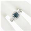 Image 3 : Fredric Sage 18k White Gold Round Sapphire Solitaire Pave Diamond Halo Band Ring
