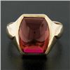 Image 2 : Men's 14k Gold Cabochon Custom Cut Red Stone Bezel Solitaire Cocktail Ring