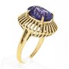 Image 8 : Vintage 14k Gold Oval Synthetic Alexandrite w/ Slotted Open Work Solitaire Ring