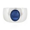Image 6 : Men's Heavy Platinum 9.01 ctw Gubelin Oval Cabochon Bezel NO HEAT Sapphire Ring