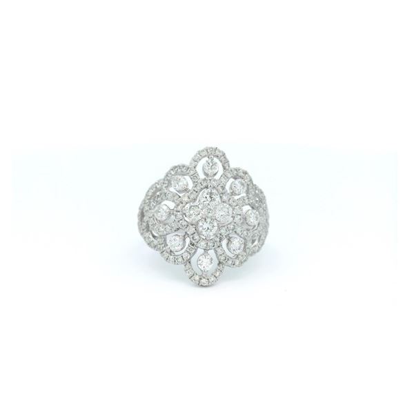 14kt WG Diamond Cluster Flower Ring