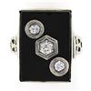 Image 8 : Vintage 10k White Gold Rectangular Black Onyx w/ Diamond Open Work Sides Ring