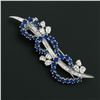 Image 2 : Fancy Vintage 18k Gold 6.05 ctw Diamond & Sapphire Wave Overlap Swirl Pin Brooch