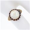 Image 3 : Antique Victorian 18k Yellow Gold GIA 9.46mm Pearl w/ Floral Side Solitaire Ring