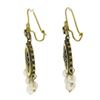 Image 3 : Vintage Victorian Revival 14k Gold Pearl Drop Dangle Earrings w/ Black Enamel
