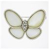 Image 6 : Pair of 2 18K Gold Black & White Mother of Pearl & Diamonds Butterfly Brooch Pin