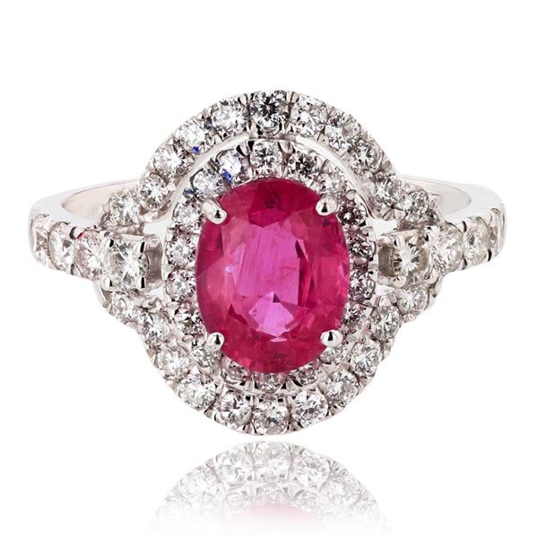 1.75 ctw Pink Sapphire and 0.76 ctw Diamond Platinum Ring