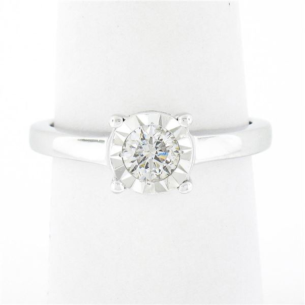 Classic 14K White Gold 0.35 ctw Illusion Set Diamond Solitaire Engagement Ring