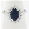 Image 9 : New 14K White Gold 3.52 ctw GIA Oval Sapphire & Diamond Halo Flower Cluster Ring