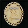 Image 2 : Vintage Gold 0.15 ctw Diamond Fluted Detailed Menorah Pin Brooch Pendant
