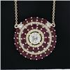 Image 4 : 18k Rose Gold 7.32 ctw Ruby & Diamond Round Pendant 19.5" By the Yard Necklace
