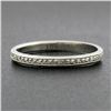 Image 2 : Antique 18k White Gold Detailed Wheat Work w/ Milgrain Sides Stack Band Ring