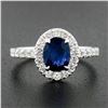 Image 3 : Platinum 1.90 ctw GIA Oval No Heat Burma Blue Sapphire Diamond Low Profile Ring