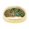 Image 7 : 18k Gold 1.65 ctw Square Step Cut Emerald w/ Diamond Domed Statement Band Ring