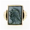 Image 4 : Antique Mens 10K Yellow Gold Rectangular Carved Hematite Intaglio Solitaire Ring