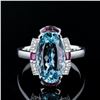 Image 2 : 4.13 ctw Aquamarine, 0.44 ctw Ruby and 0.08 ctw Diamond Platinum Ring