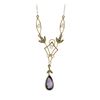 Image 2 : Antique Victorian 14k Gold Pear Amethyst Seed Pearl Dangle Lavalier Necklace